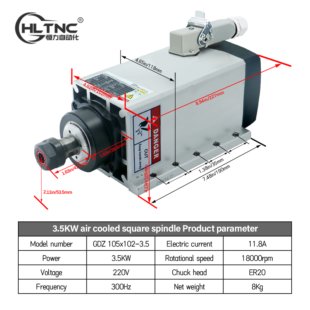 3,5 кВт ER20, 220 В, квадратны – обзор и цена Cnc Spindle Motor